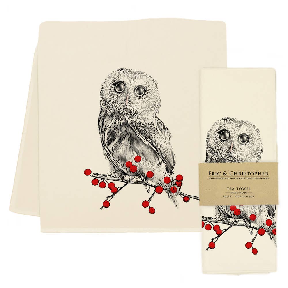 Winter Owl Tea Towel