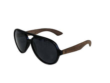 Load image into Gallery viewer, Walnut Aviator Sunglasses - Customizable: Black
