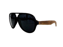 Load image into Gallery viewer, Walnut Aviator Sunglasses - Customizable: Black
