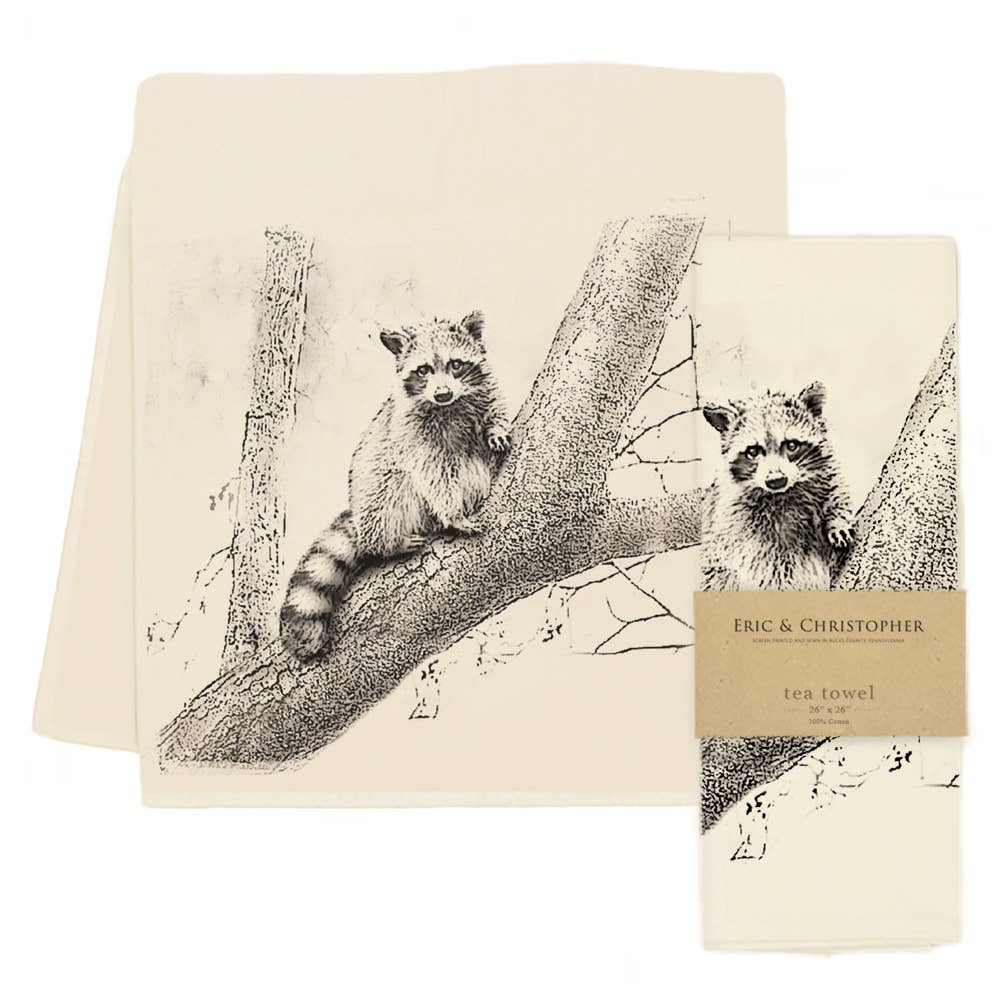 American Woodlands Collective Raccoon Tea Towel